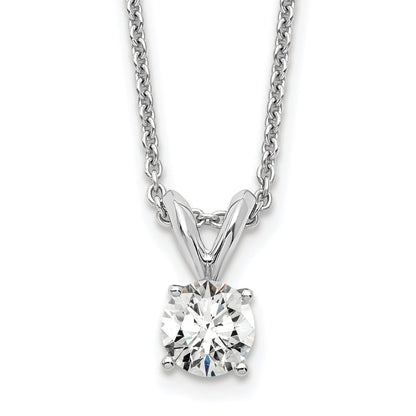 14K White Gold 1/3 Carat Lab Grown Diamond Vs+ F+ Round Complete Four Prong 18 Inch Solitaire Pendant Necklace