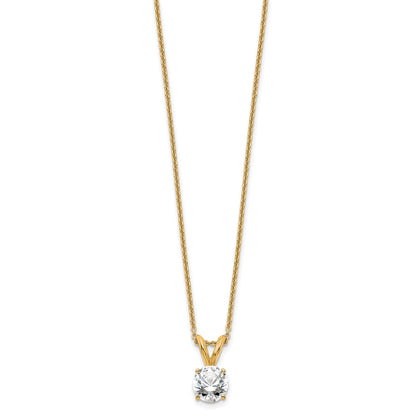 14K Yellow Gold 1/2 Carat Certified Lab Grown Diamond Vs+ F+ Round Complete Four Prong 18 Inch Solitaire Pendant Necklace