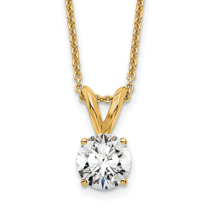 14K Yellow Gold 1/2 Carat Certified Lab Grown Diamond Vs+ F+ Round Complete Four Prong 18 Inch Solitaire Pendant Necklace