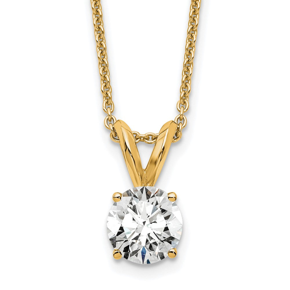 14K Yellow Gold 1/2 Carat Lab Grown Diamond Vs+ F+ Round Complete Four Prong 18 Inch Solitaire Pendant Necklace