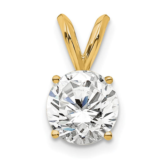 14K Yellow Gold 3/4 Carat Certified Lab Grown Diamond Vs+ F+ Round Complete Four Prong Solitaire Pendant