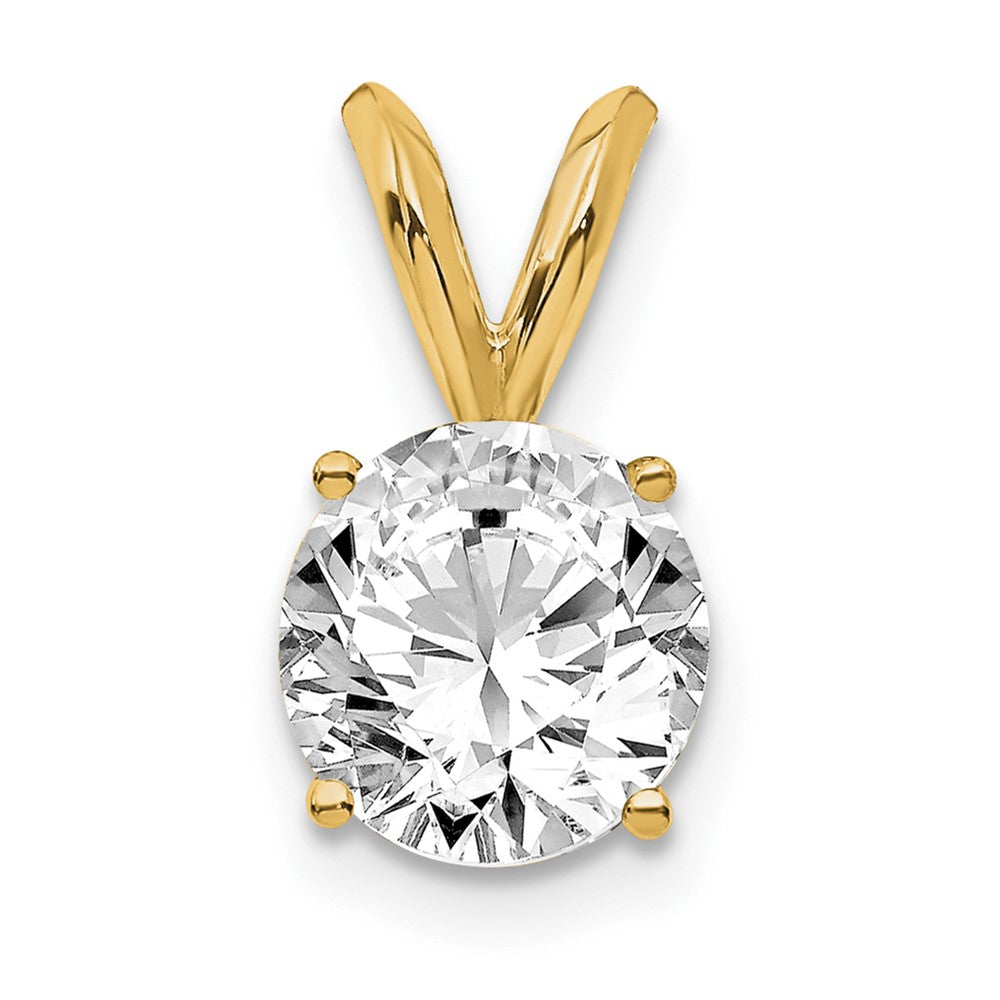 14K Yellow Gold 3/4 Carat Lab Grown Diamond Vs/Si+ G+ Round Complete Four Prong Solitaire Pendant