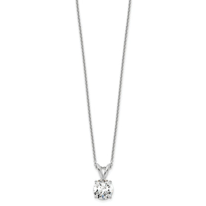 14K White Gold 3/4 Carat Certified Lab Grown Diamond Vs+ F+ Round Complete Four Prong 18 Inch Solitaire Pendant Necklace