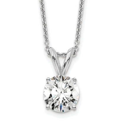 14K White Gold 3/4 Carat Certified Lab Grown Diamond Vs+ F+ Round Complete Four Prong 18 Inch Solitaire Pendant Necklace