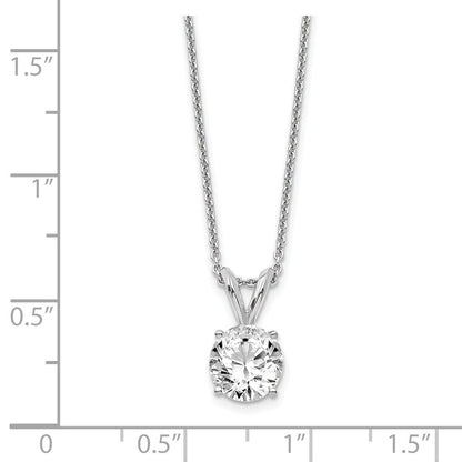 14K White Gold 3/4 Carat Lab Grown Diamond Vs/Si+ G+ Round Complete Four Prong 18 Inch Solitaire Pendant Necklace