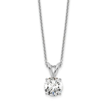 14K White Gold 3/4 Carat Lab Grown Diamond Vs/Si+ G+ Round Complete Four Prong 18 Inch Solitaire Pendant Necklace