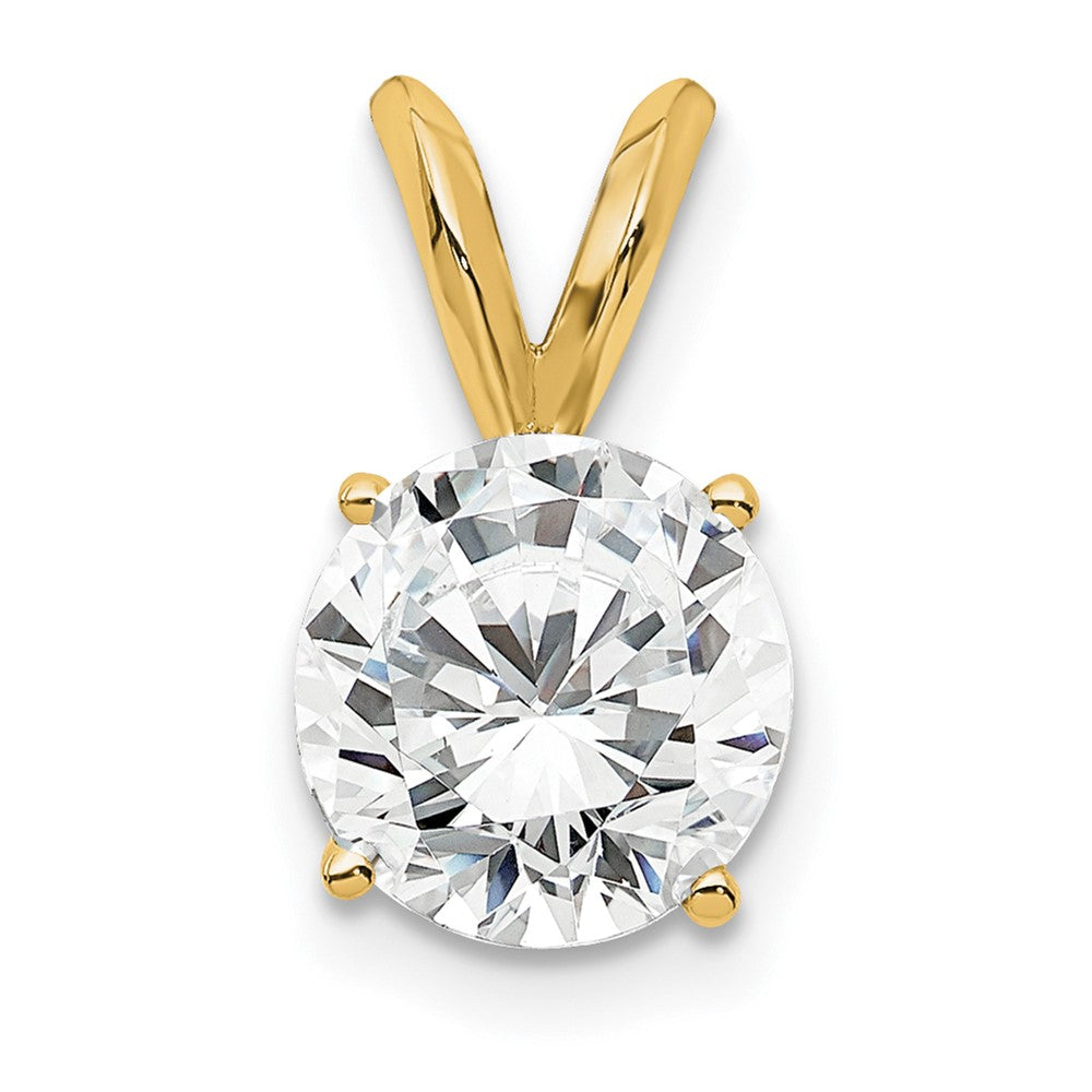 14K Yellow Gold 1 Carat Certified Lab Grown Diamond Vs+ F+ Round Complete Four Prong Solitaire Pendant