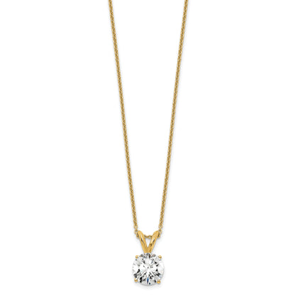 14K Yellow Gold 1 Carat Certified Lab Grown Diamond Vs+ F+ Round Complete Four Prong 18 Inch Solitaire Pendant Necklace