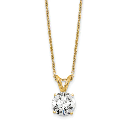 14K Yellow Gold 1 Carat Certified Lab Grown Diamond Vs+ F+ Round Complete Four Prong 18 Inch Solitaire Pendant Necklace