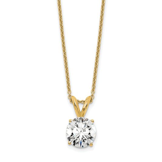 14K Yellow Gold 1 Carat Certified Lab Grown Diamond Vs+ F+ Round Complete Four Prong 18 Inch Solitaire Pendant Necklace