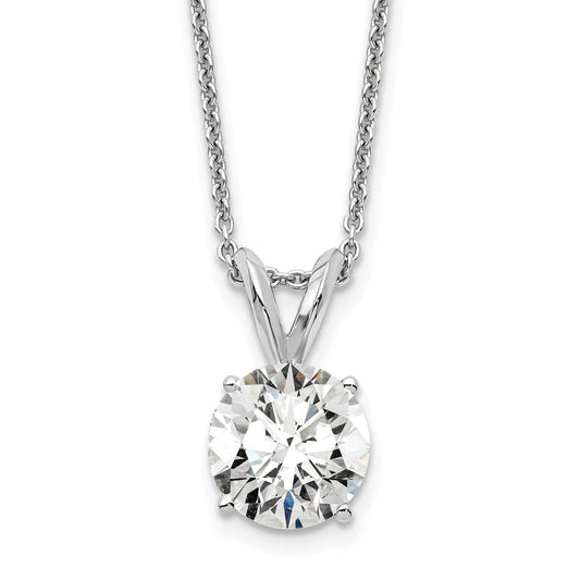 14K White Gold 1 Carat Certified Lab Grown Diamond Vs+ F+ Round Complete Four Prong 18 Inch Solitaire Pendant Necklace