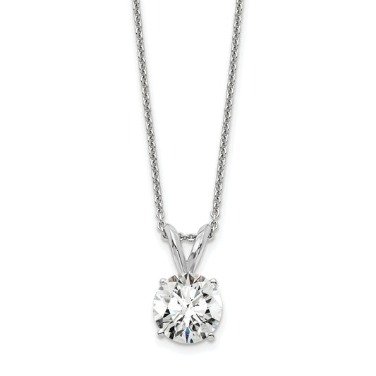 14K White Gold 1 Carat Lab Grown Diamond Vs/Si+ G+ Round Complete Four Prong 18 Inch Solitaire Pendant Necklace