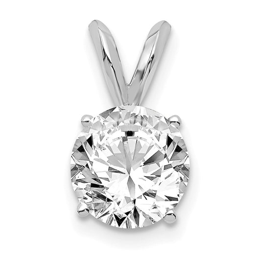 14K White Gold 1 Carat Lab Grown Diamond Vs/Si+ G+ Round Complete Four Prong Solitaire Pendant