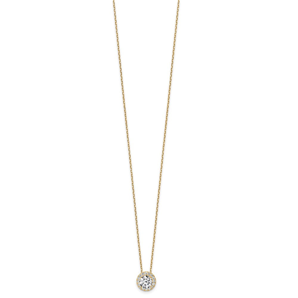 14k Yellow Gold 2 1/2 Ct. Certified Lab Grown Diamond VS/SI+ G+ Complete 18 inch Halo Pendant Necklace