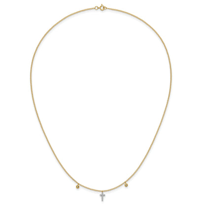 10K Yellow Gold Diamond Cross 18 Inch Necklace