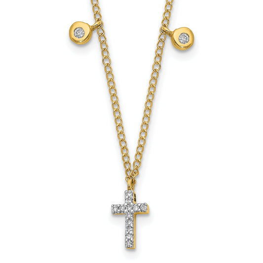 10K Yellow Gold Diamond Cross 18 Inch Necklace