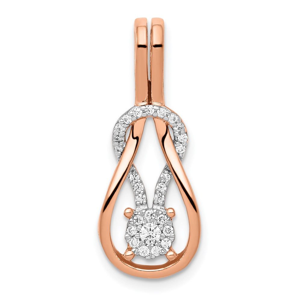 14k Rose Gold 1/6 Ct. Lab Grown Diamond VS/SI+ G+ Knot Chain Slide Pendant