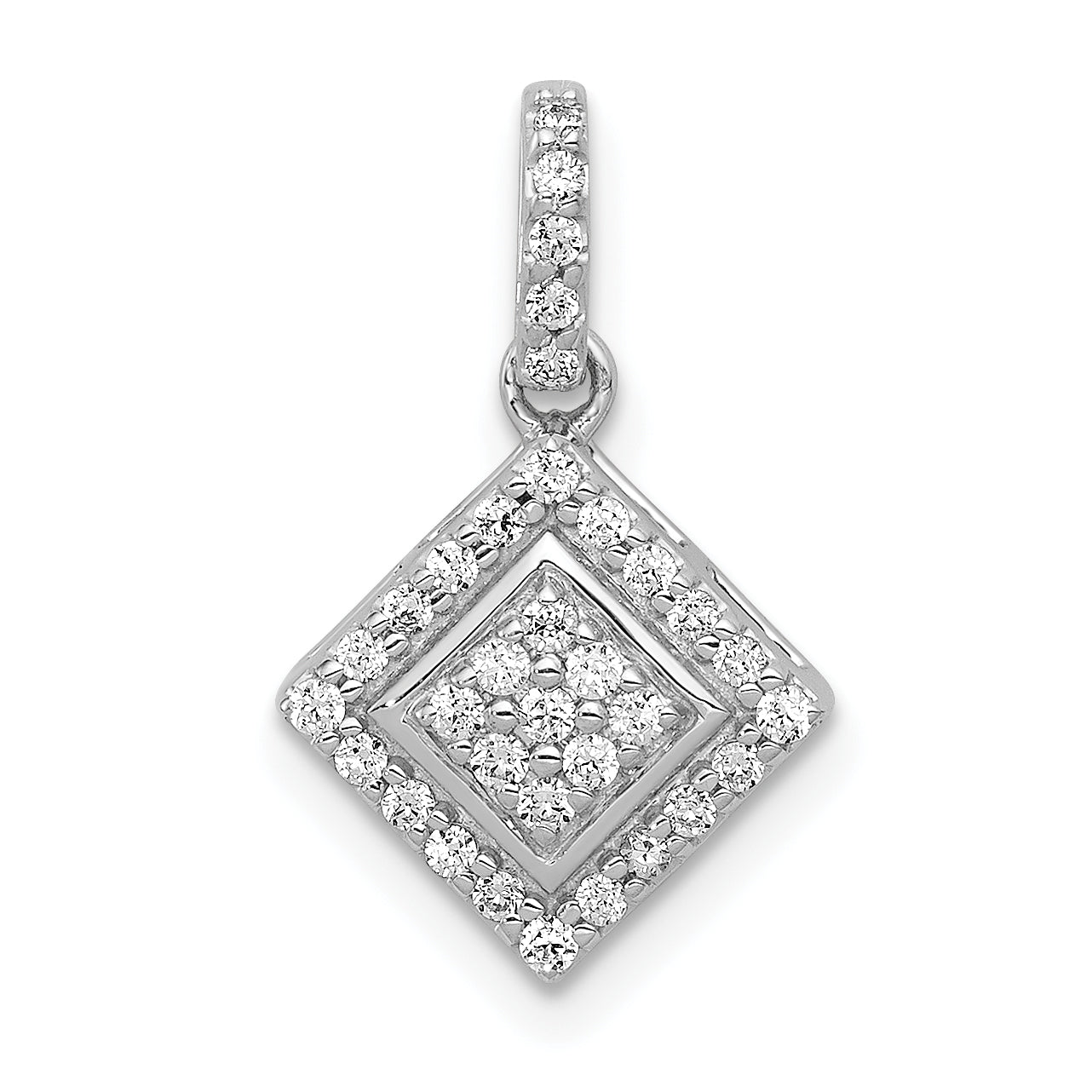 10K White Gold 1/4Ct. Diamond Cluster Pendant