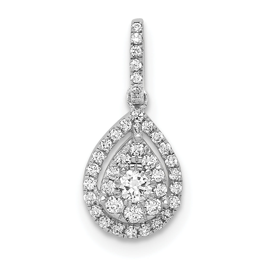 10K White Gold 1/4Ct.Diamond Teardrop Pendant