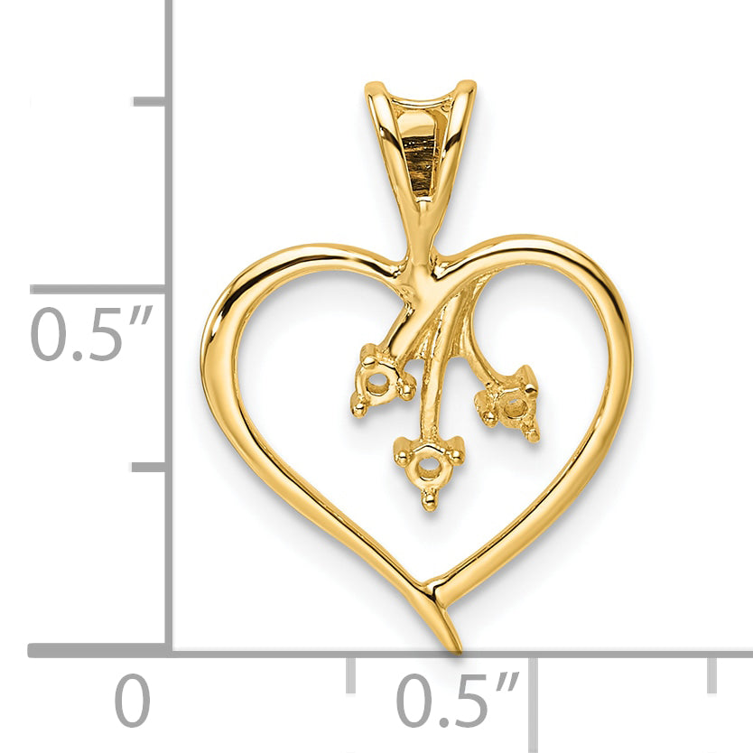 10K Yellow Gold 10K Heart Pendant Mounting