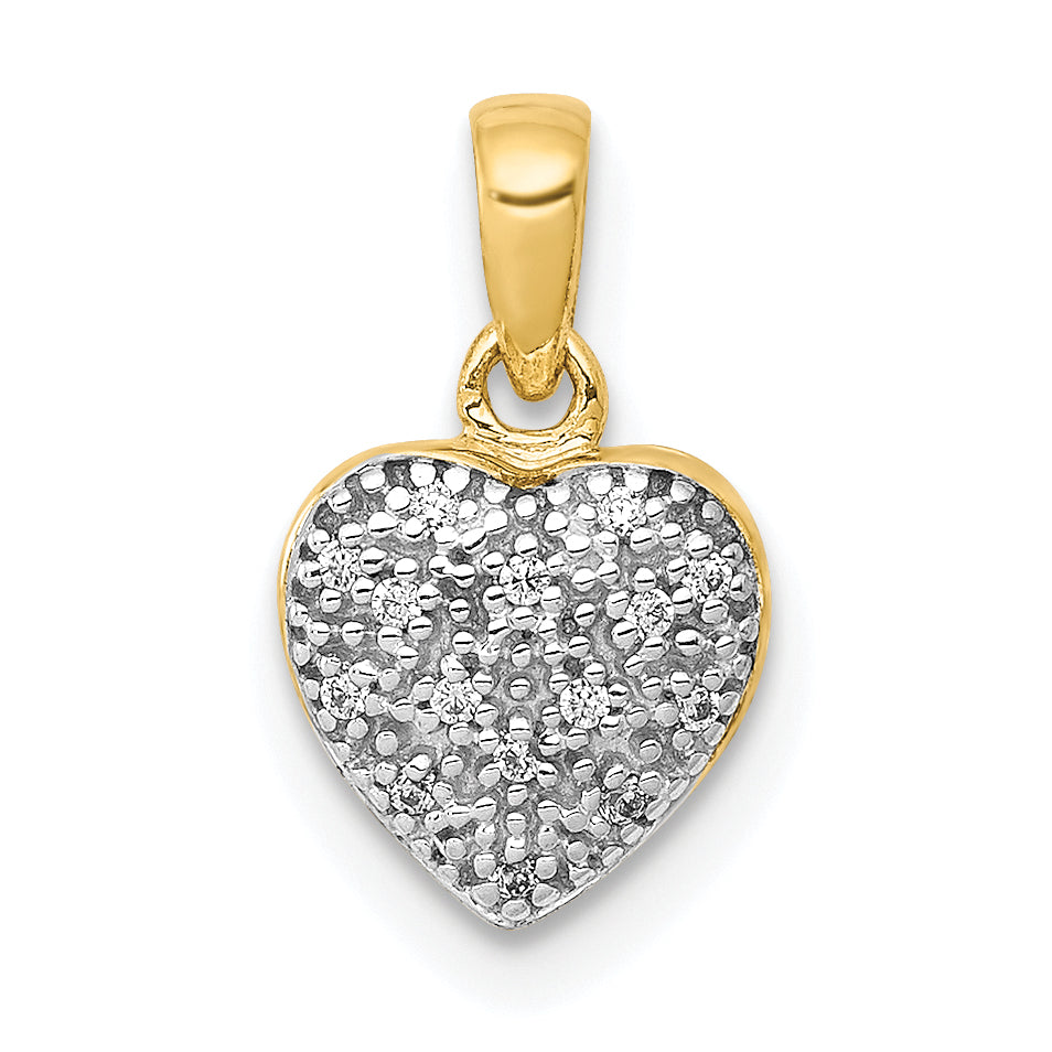 10K Yellow W/Rhodium W/ White Rhodium Diamond Heart Pendant (PM4873-005 ...