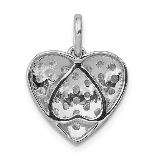 14k White Gold 1 Ct. Lab Grown Diamond VS/SI+ G+ Cluster Heart Pendant