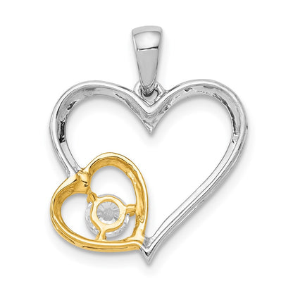 14k Two-tone Two Tone 1/5 Ct. Lab Grown Diamond VS/SI+ G+ Double Heart Pendant
