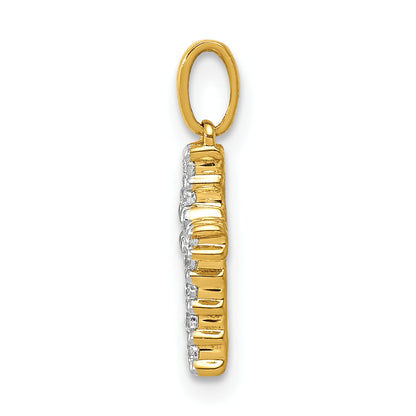 10K Yellow W/Rhodium 10K And Rhodium 1/10Ct. Diamond Latin Cross Pendant