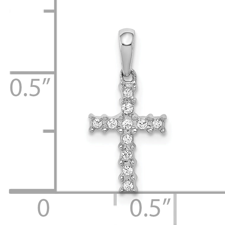 10K White Gold 10K 1/20Ct. Diamond Latin Cross Pendant