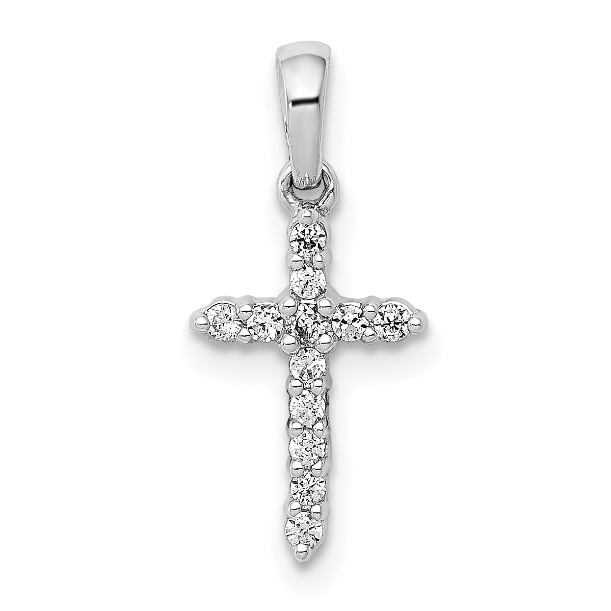 10K White Gold 10K Polished Diamond Cross Pendant