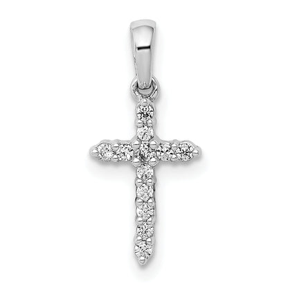 10K White Gold 10K Polished Diamond Cross Pendant