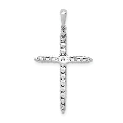 14k White Gold 1 Ct. Lab Grown Diamond VS/SI+ G+ 18 inch Cross Pendant Necklace