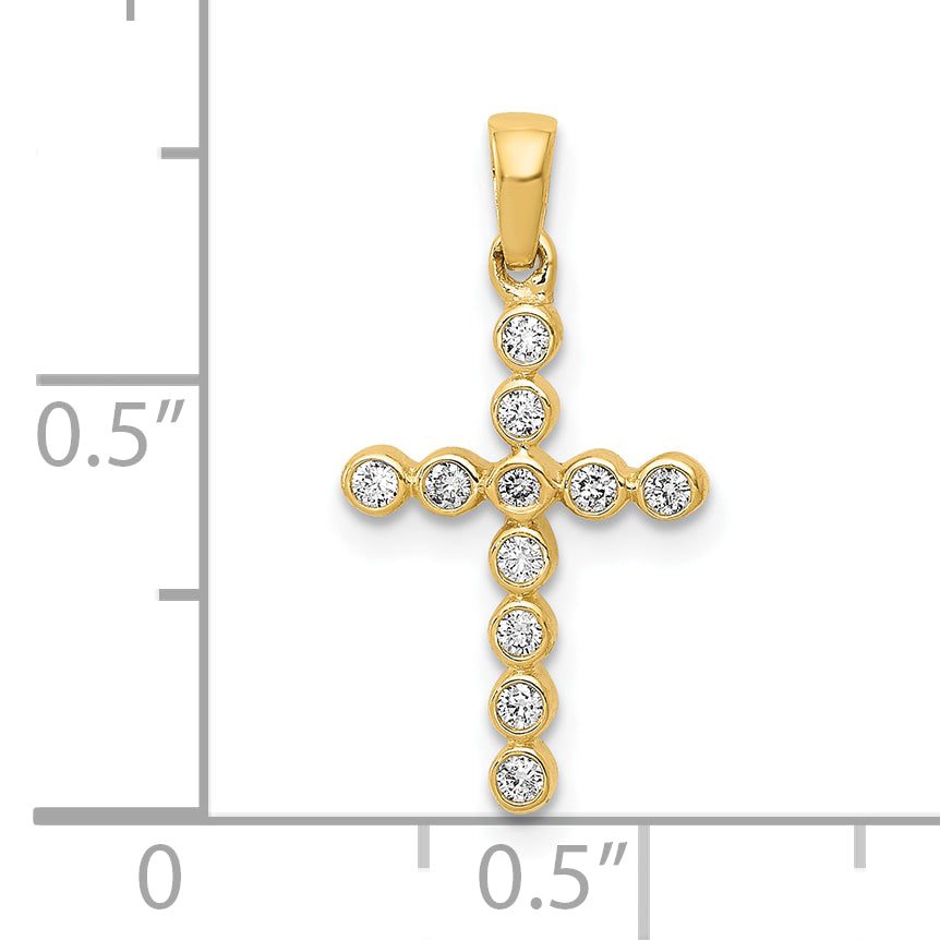 10K Yellow Gold 10K Polished 1/10Ct. Diamond Cross Pendant