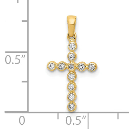 10K Yellow Gold 10K Polished 1/10Ct. Diamond Cross Pendant