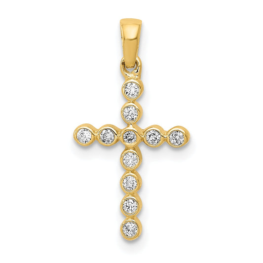 10K Yellow Gold 10K Polished 1/10Ct. Diamond Cross Pendant