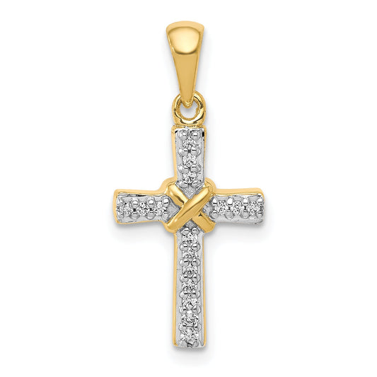 10K Yellow Gold 10K 1/6Ct. Diamond Latin Cross Pendant