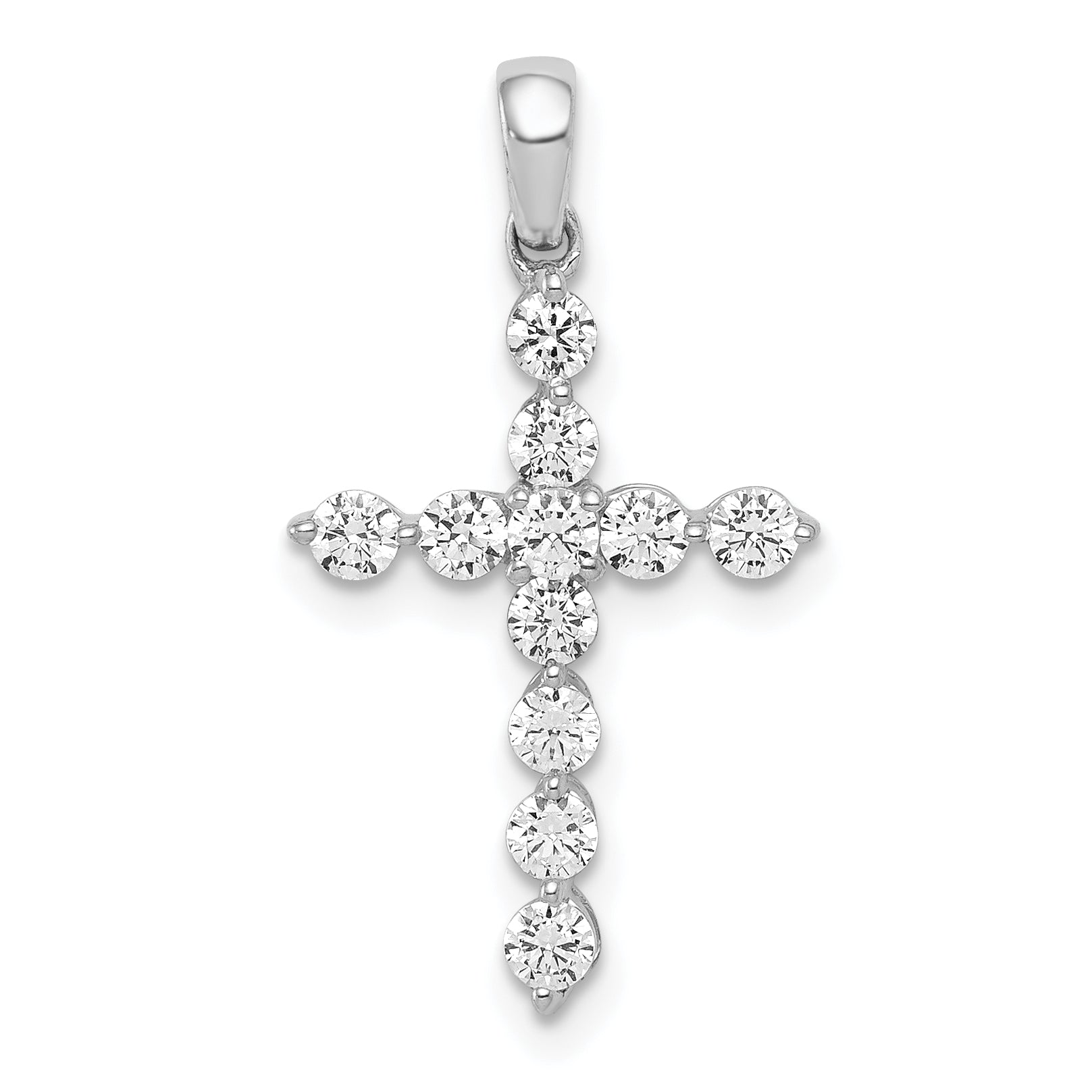10K White Gold 10K 1/2Ct. Diamond Cross Pendant