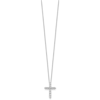 10k White Gold 3/4 Ct. Lab Grown Diamond VS/SI+ G+ 18 inch Cross Pendant Necklace