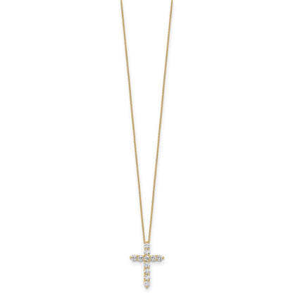 10k Yellow Gold 3/4 Ct. Lab Grown Diamond VS/SI+ G+ 18 inch Cross Pendant Necklace