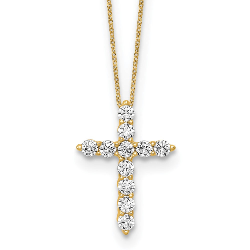 10k Yellow Gold 3/4 Ct. Lab Grown Diamond VS/SI+ G+ 18 inch Cross Pendant Necklace
