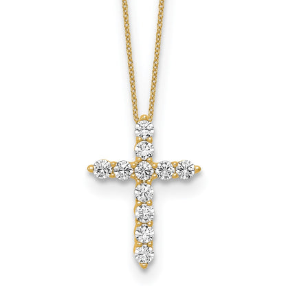 10k Yellow Gold 3/4 Ct. Lab Grown Diamond VS/SI+ G+ 18 inch Cross Pendant Necklace