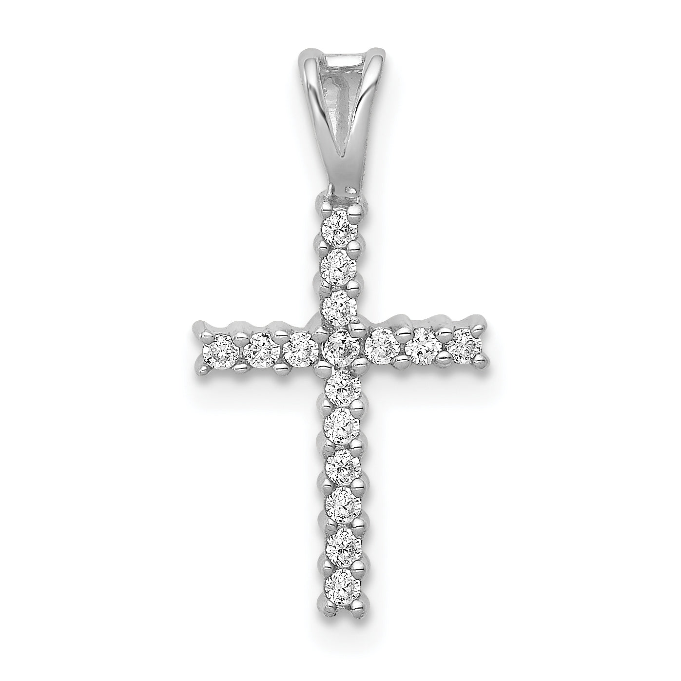 10K White Gold 10K 1/6Ct. Diamond Latin Cross Pendant