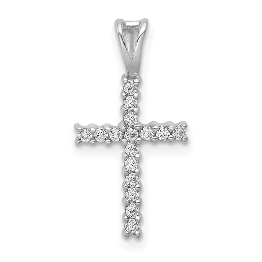10K White Gold 10K 1/6Ct. Diamond Latin Cross Pendant