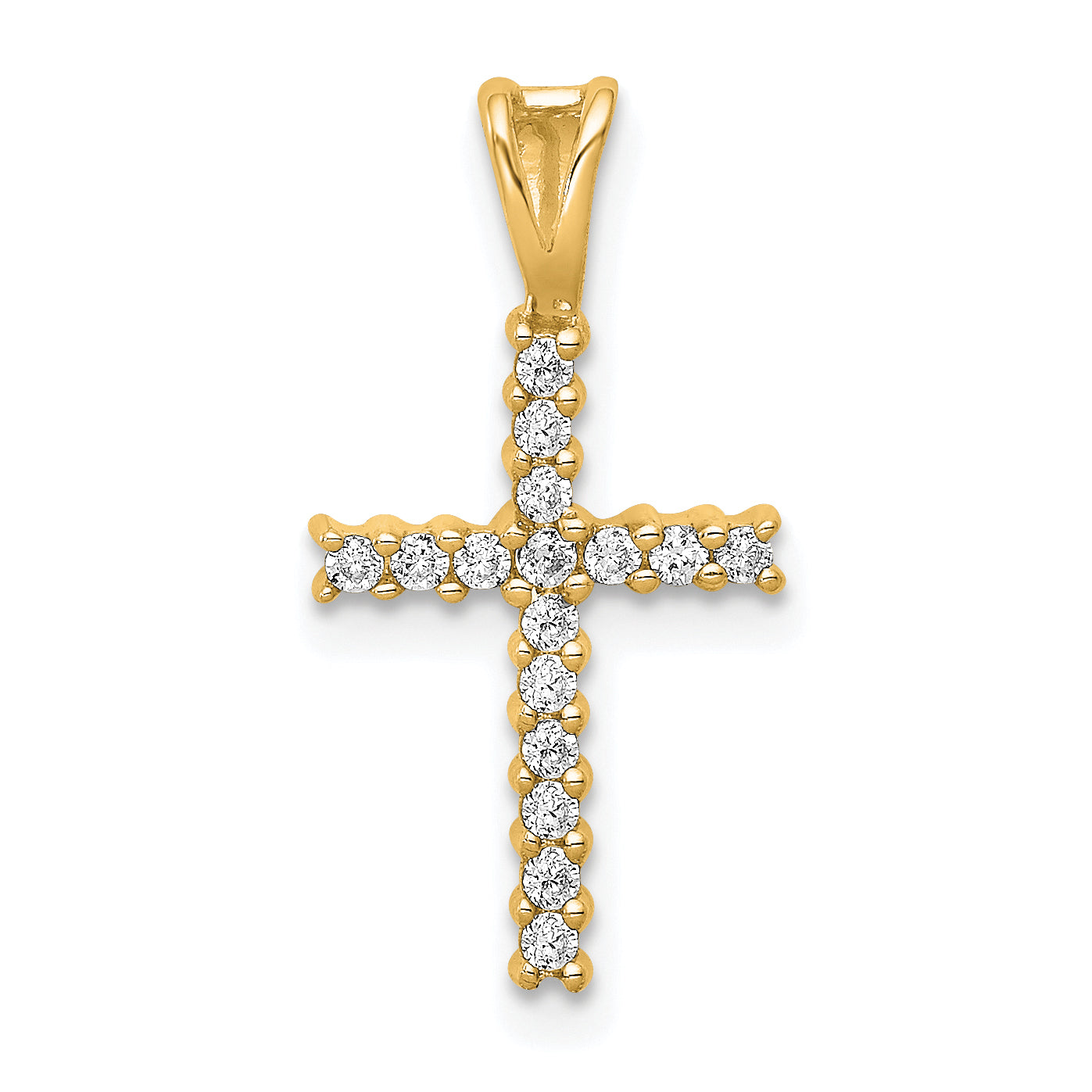 10K Yellow Gold 10K 1/6Ct. Diamond Latin Cross Pendant