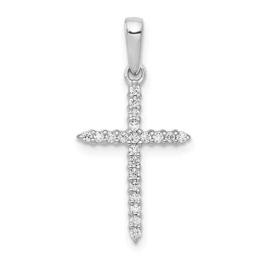 10K White Gold 10K 1/6Ct. Diamond Cross Pendant