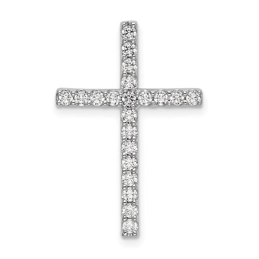 10k White Gold 1/2 Ct. Lab Grown Diamond VS/SI+ G+ Cross Chain Slide Pendant