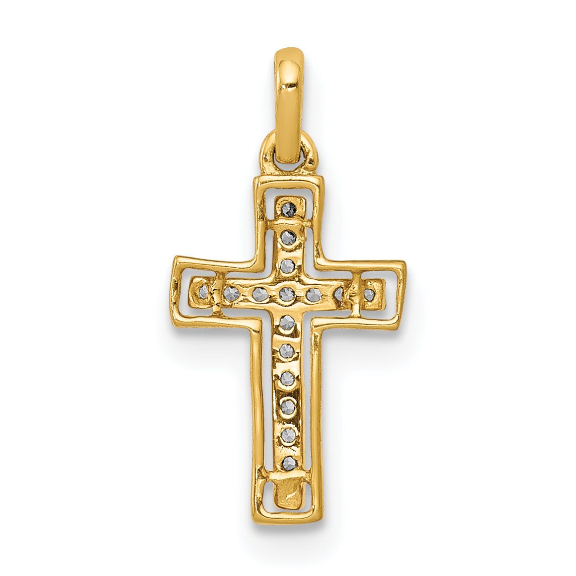 10K Yellow W/Rhodium 10K And Rhodium 1/20Ct. Diamond Cross Pendant