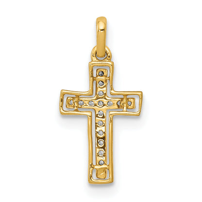 10K Yellow W/Rhodium 10K And Rhodium 1/20Ct. Diamond Cross Pendant