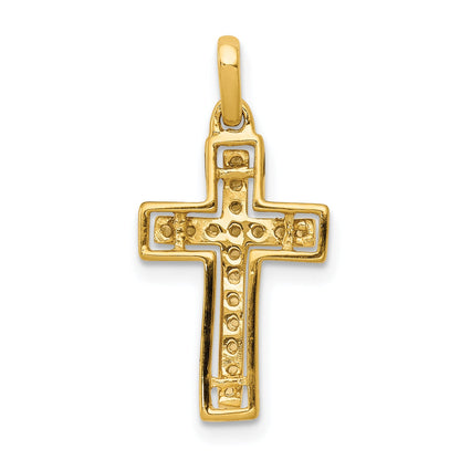 10K Yellow W/Rhodium 10K And Rhodium 1/8Ct. Diamond Cross Pendant