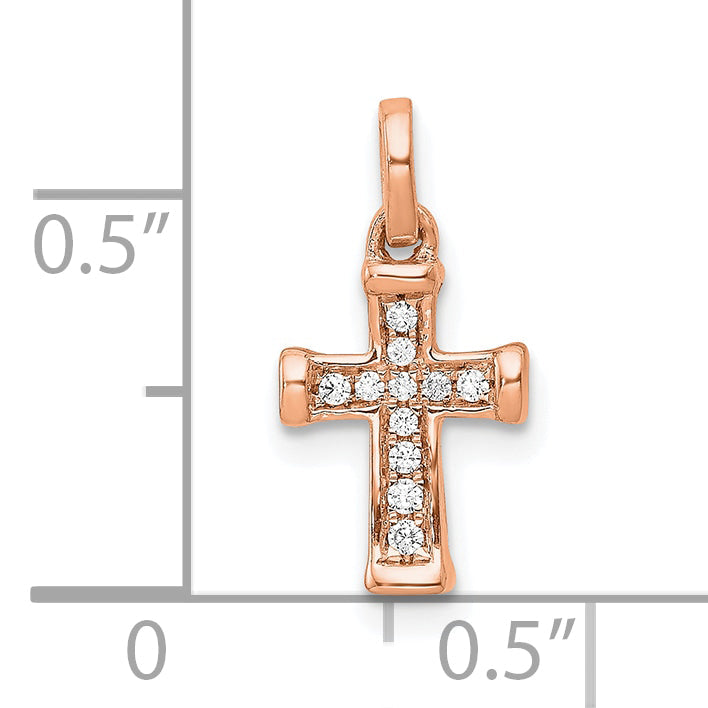 10K Rose Gold 10K Small 1/20Ct. Diamond Latin Cross Pendant